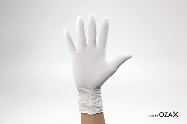 ニトリル極うす手袋 ホワイト SS 粉付 - （衛生・清掃用消耗品｜手袋）：オザックス株式会社