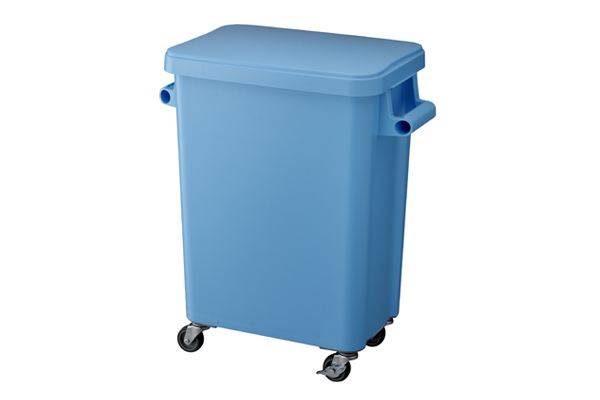 【ゴミ箱】厨房用キャスターペール 排水栓付ブルー 45L