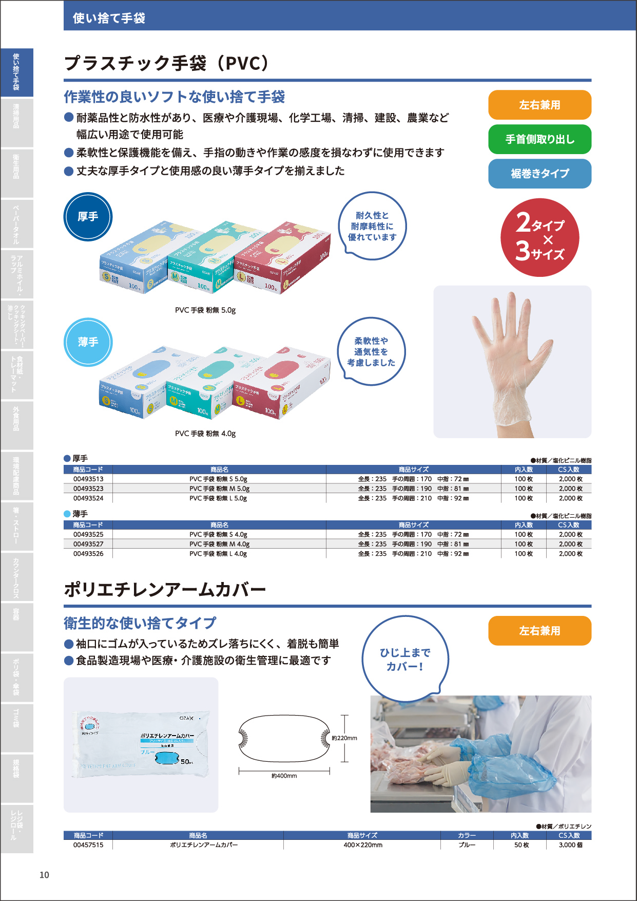 PVC手袋・ポリエチレンアームカバー