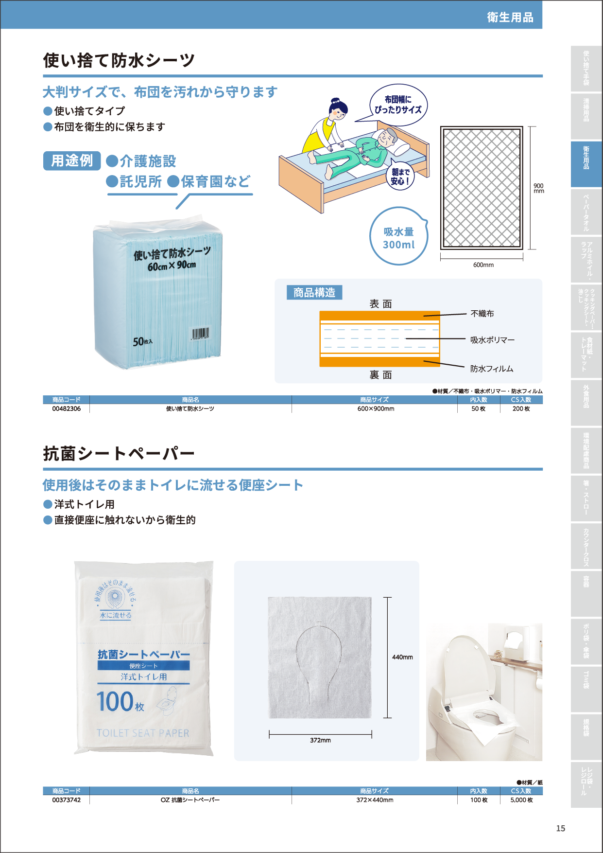 防水シーツ・抗菌シートペーパー