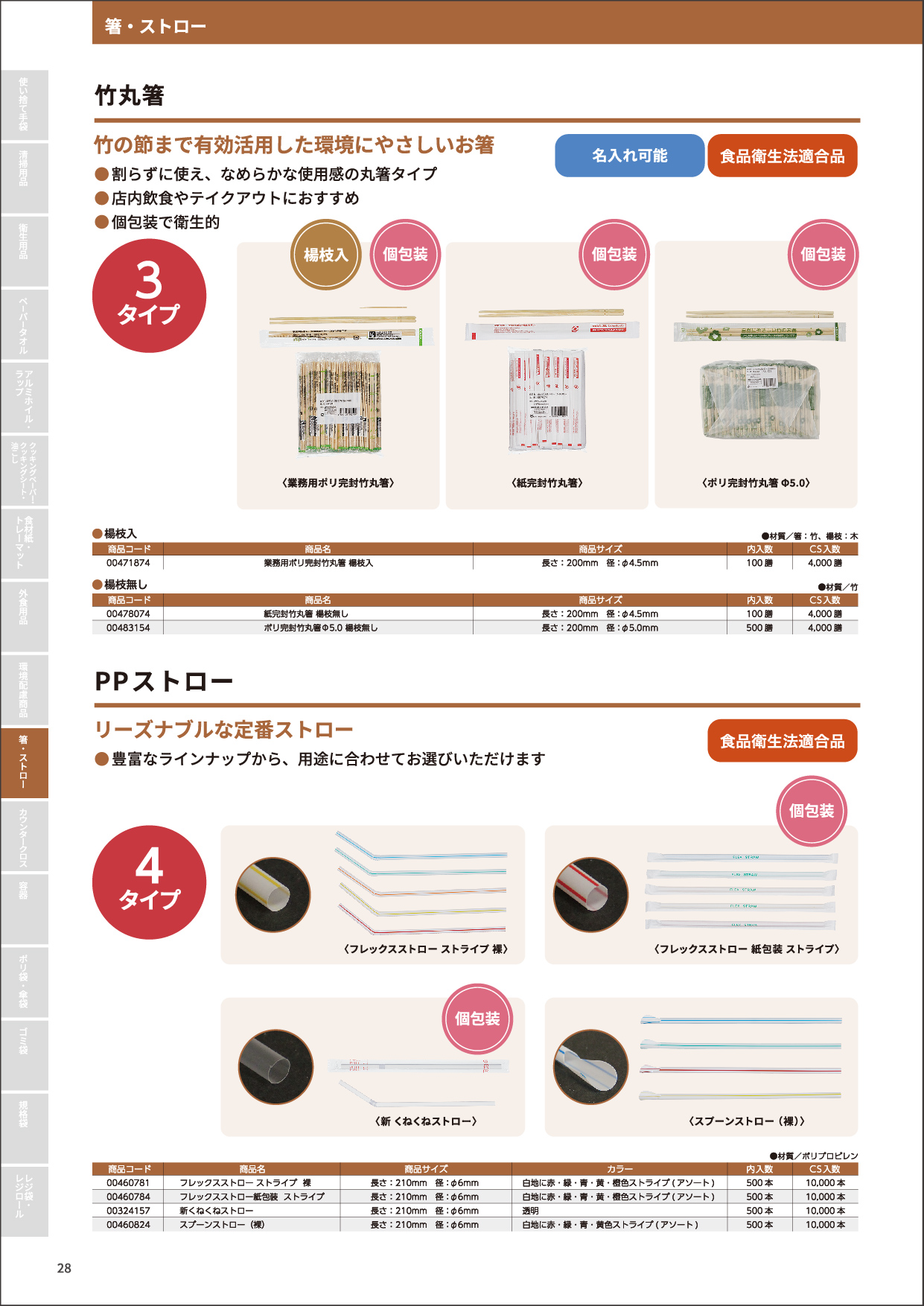 竹丸箸・PPストロー